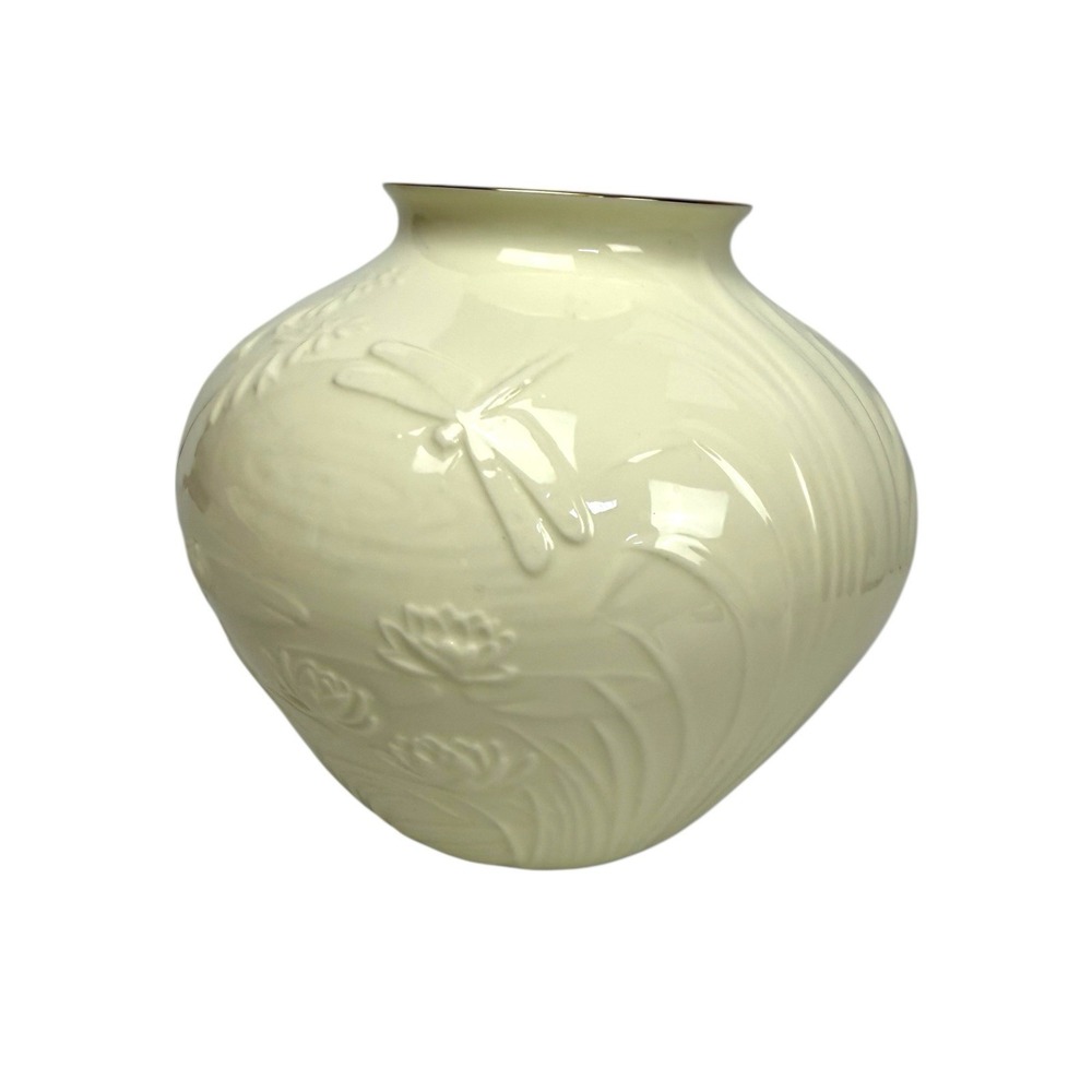 Pfaltzgraff Art Ware Dragonfly Lily pad Bone China Vase